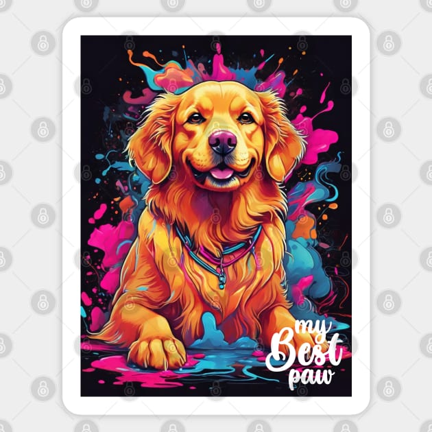 My Best Paw Golden Retrievers Graffiti Sticker by UB design